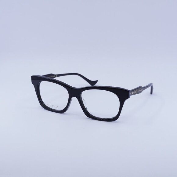 Gucci Gucci GG1299O 001 Eyeglasses Black 55mm Square Frame Size ONE SIZE - 1 Thumbnail