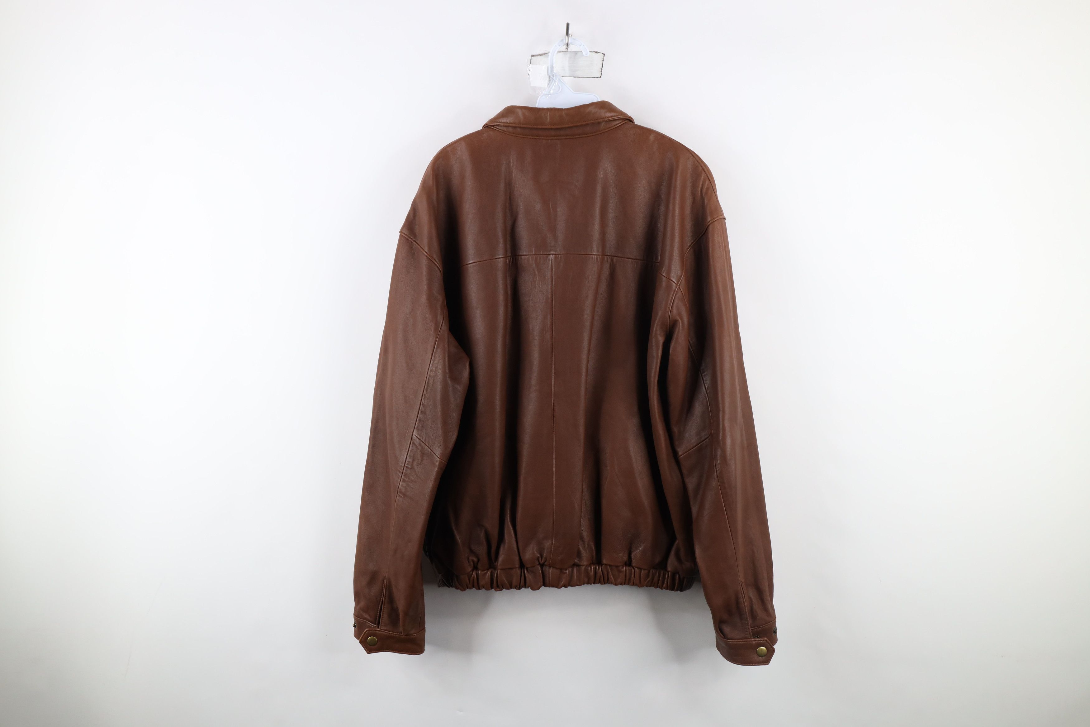 Vintage Vintage 90s Streetwear Leather Flight Bomber Jacket Brown Size US M / EU 48-50 / 2 - 12 Thumbnail
