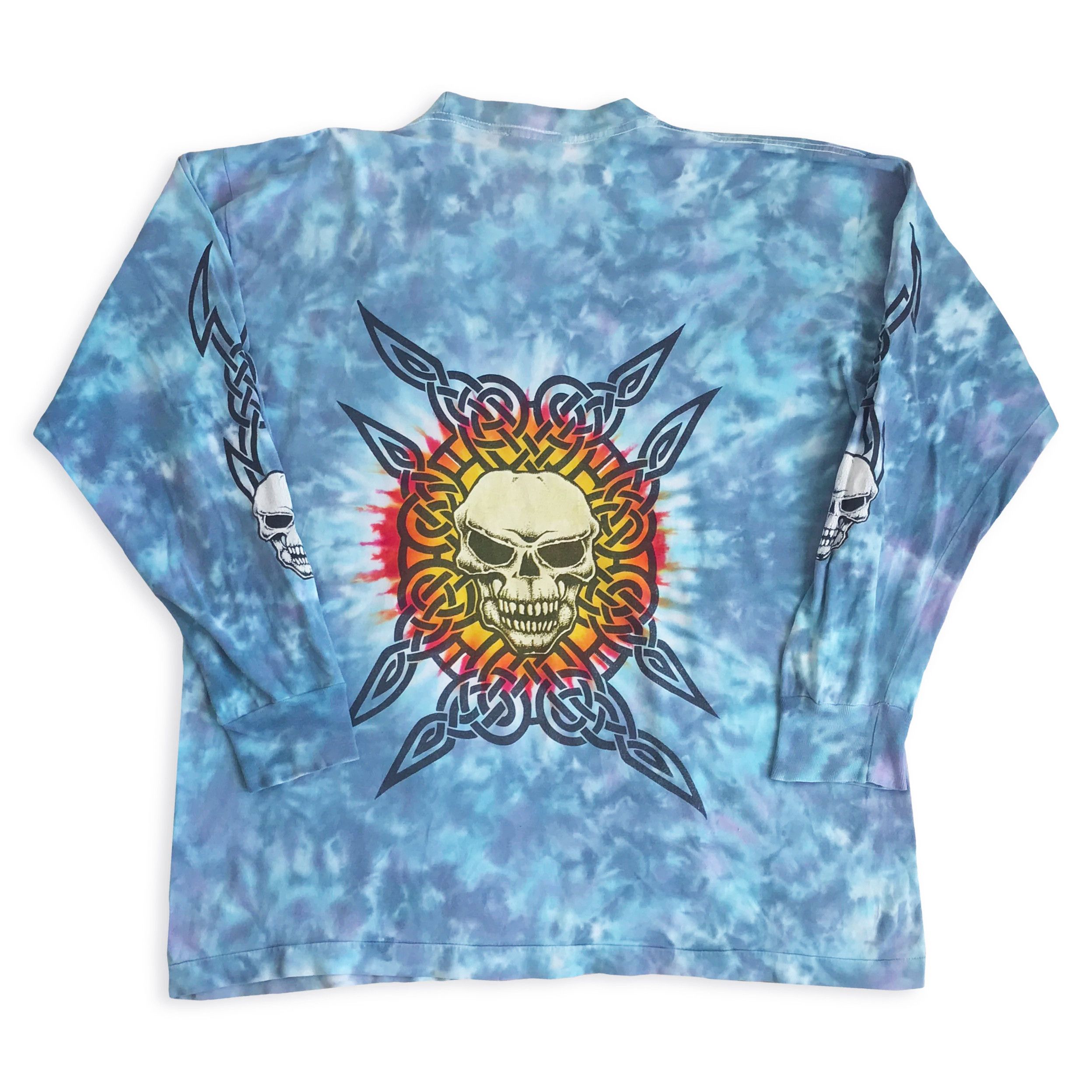Vintage 90s URBAN ATTITUDE Skull Tie Dye Shirt Singe Stitch Skate Size US XL / EU 56 / 4 - 3 Thumbnail