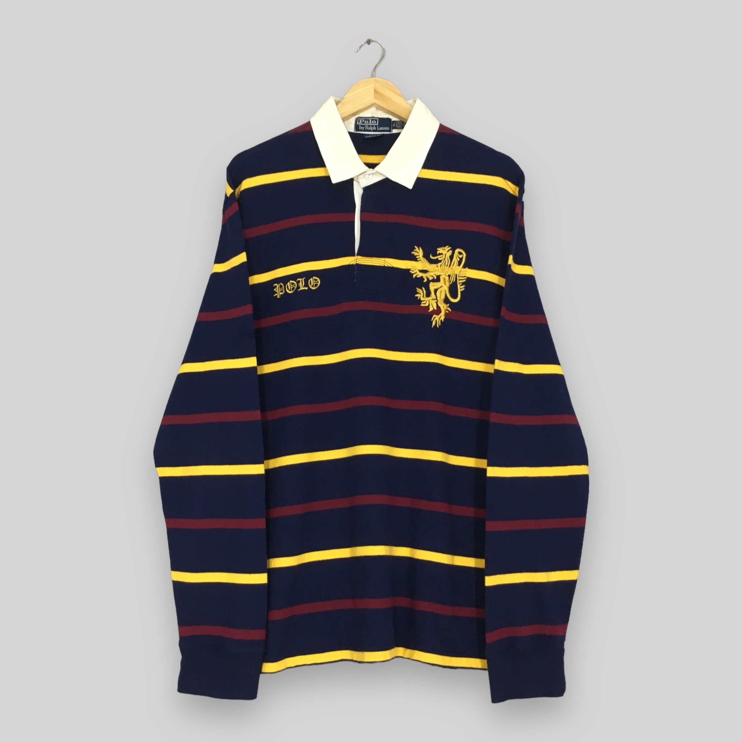 Polo Ralph Lauren Vintage 90s Polo Ralph Lauren Striped Rugby Shirt XLarge Size US XL / EU 56 / 4 - 1 Thumbnail