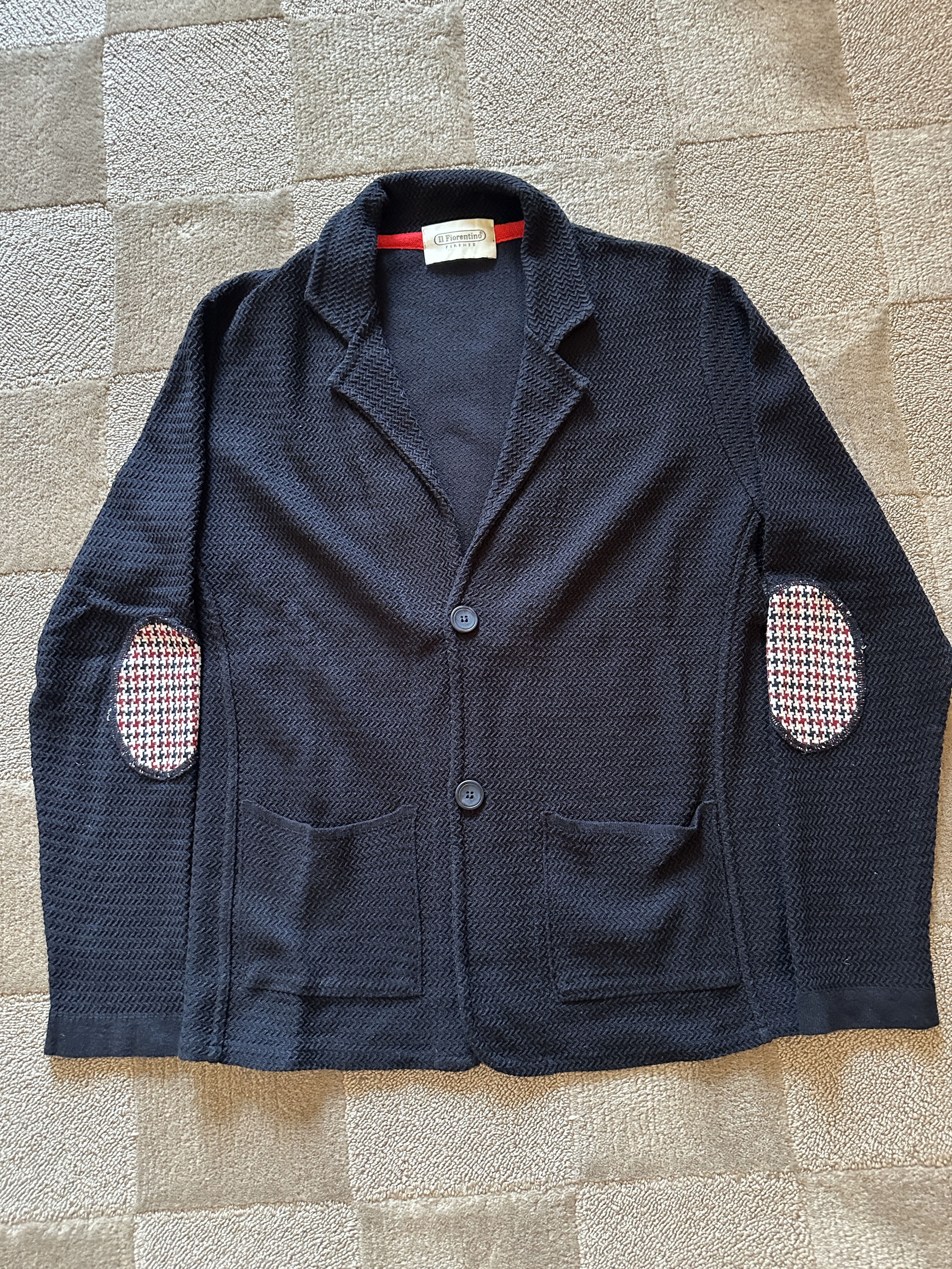 Designer Il Fiorentino Blue Knit Blazer Size 46S - 1 Thumbnail