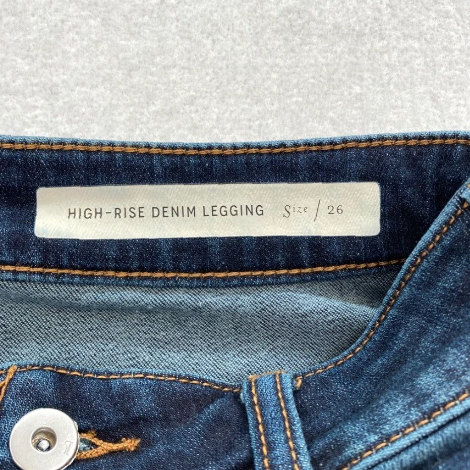 Vintage Pilcro and the Letterpress Jeans Women 26 High Rise Denim Legging Mid Rise Stretch Slim Pockets Blue 26 Inseam 26 Vintage No Rise Mid Size 42" / US 20 - 5 Thumbnail