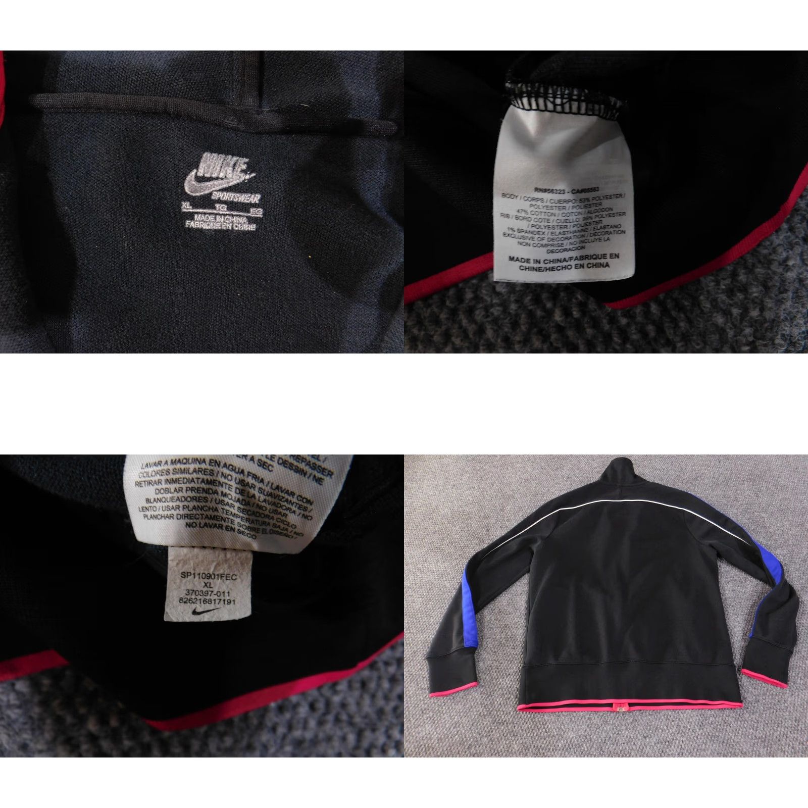 Nike Nike Sportswear Track Jacket Women XL Black Blue Pink Full Zip Swoosh 370397-011 Size XL / US 12-14 / IT 48-50 - 8 Thumbnail