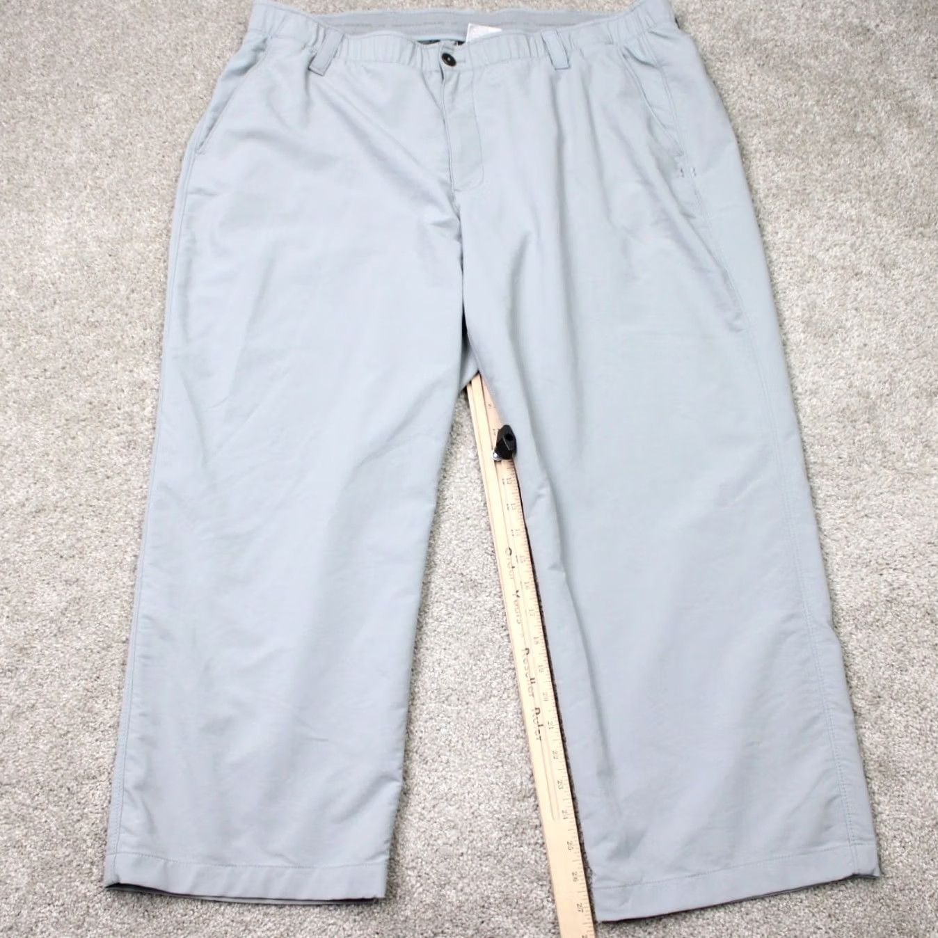 Under Armour Under Armour Pants Mens 42x28 Gray Flat Front Straight Leg cross-checked UA Match Play Golf Slim? Size US 42 / EU 58 - 3 Thumbnail