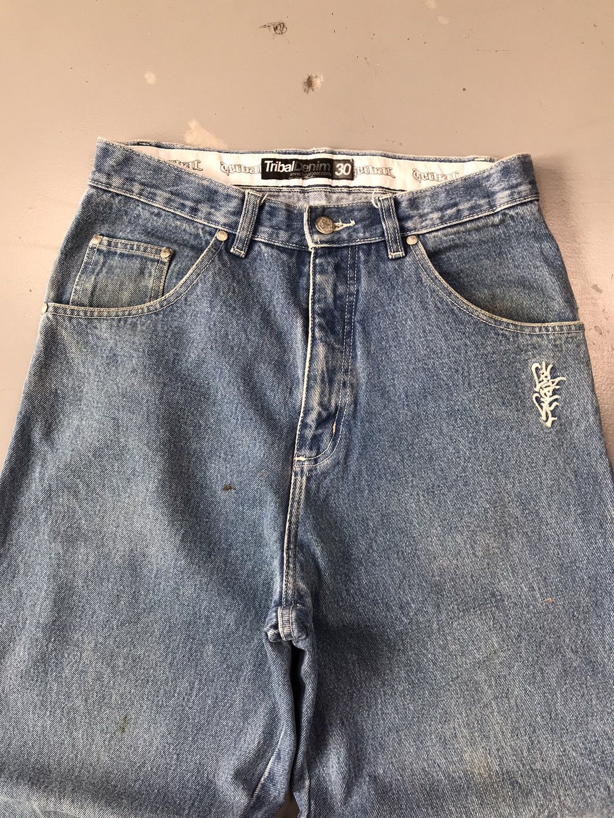 Southpole × Tribal Streetwear × Vintage Vintage Tribal denim SpellOut embroidered Y2K Size US 31 - 5 Thumbnail