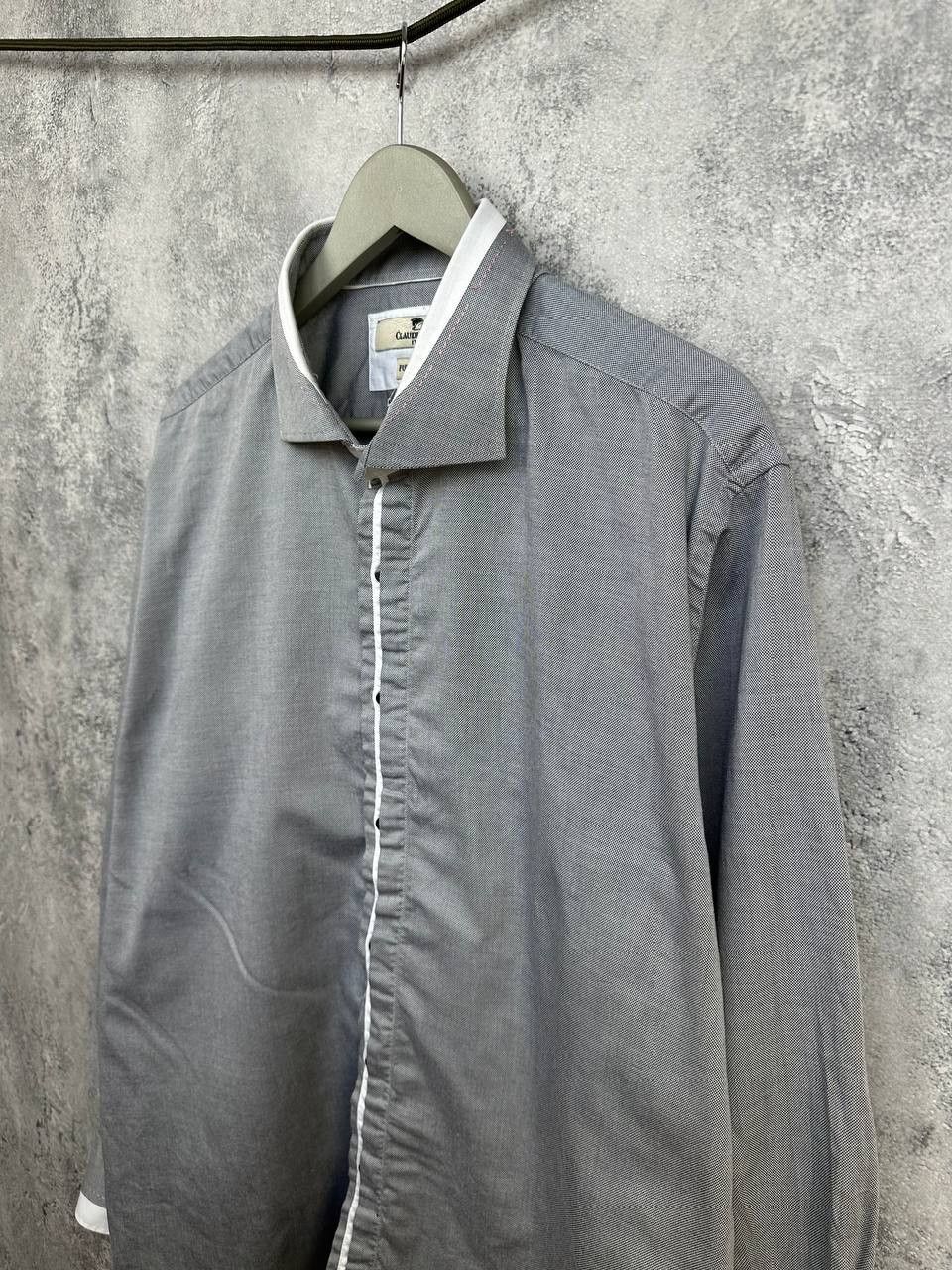 Other Claudio Lugli Italy Grey Micro Pattern Shirt Contrast Trim Size US XXL / EU 58 / 5 - 5 Thumbnail