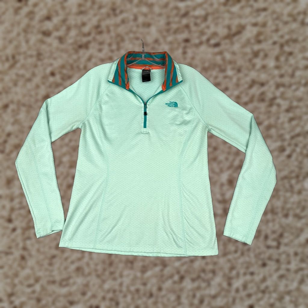The North Face The North Face Sweatshirt Women M Blue 1/4 Zip Long Sleeve Polyester Blend Logo Pullover Size M / US 6-8 / IT 42-44 - 1 Thumbnail