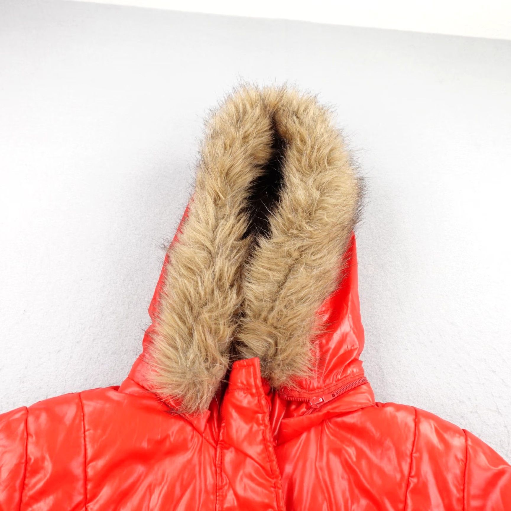Southpole VINTAGE South Pole Jacket Womens XL Red Puffer Coat Fur Trim Quilted Mid-Length Zip Hooded Insulated Size XL / US 12-14 / IT 48-50 - 2 Thumbnail