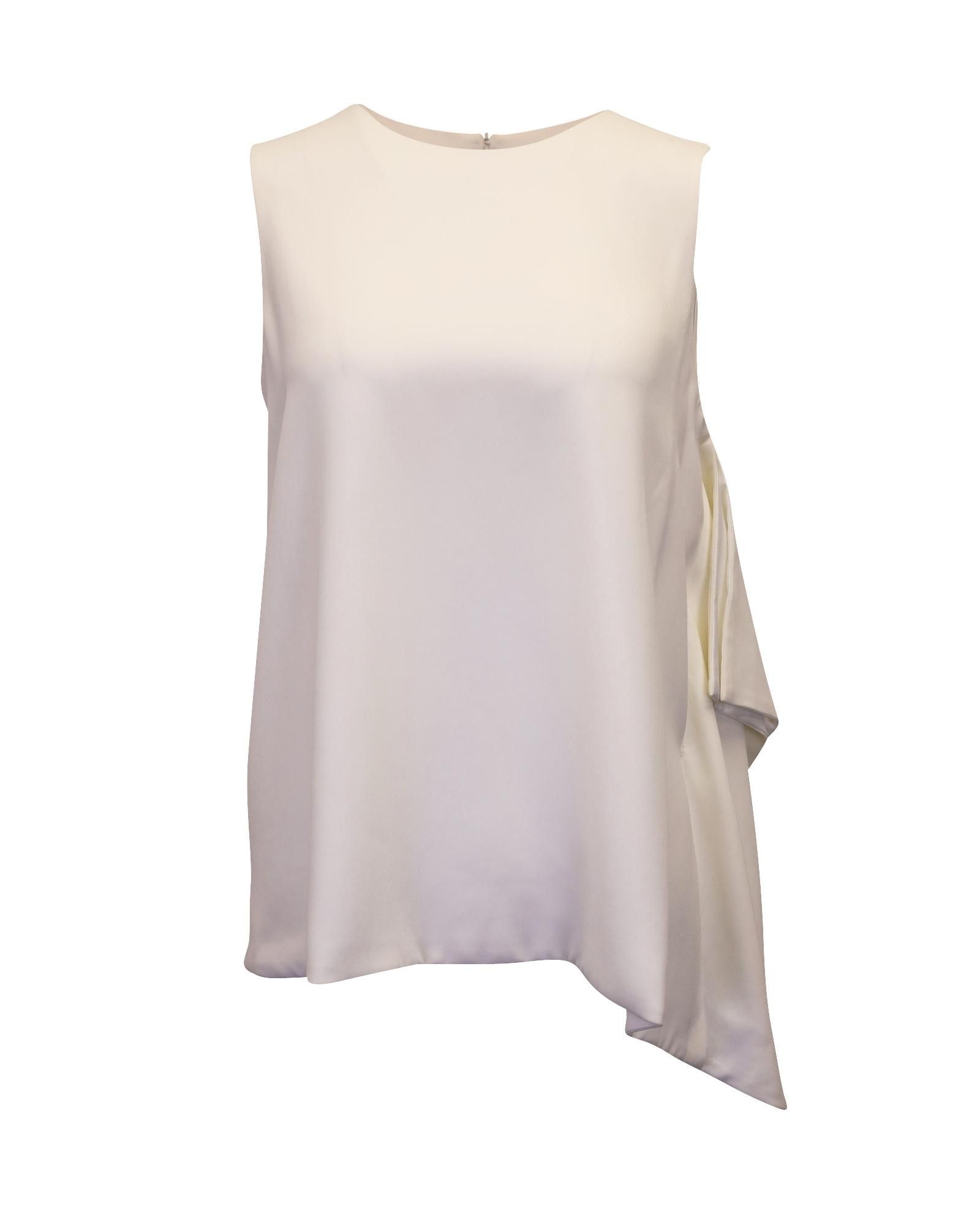 image of Max Mara Asymmetric White Triacetate Top With Effortless Box Tunic Silhouette, Women's (Size Small)