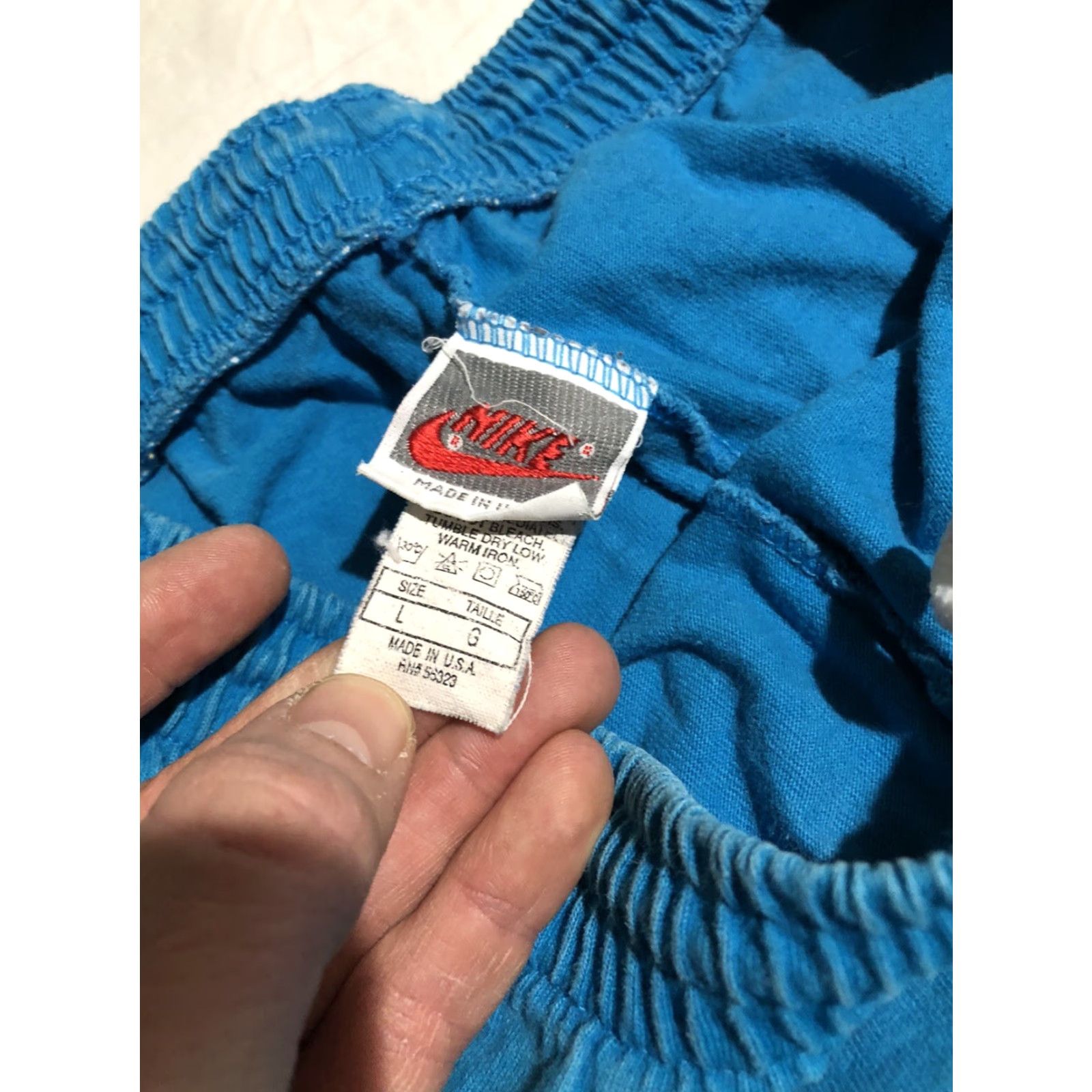 Nike VINTAGE Nike Gym Shorts L Made in USA Blue Purple Logo 1990s Teal Gray Tag Hip Hop Size US 30 / EU 46 - 5 Thumbnail