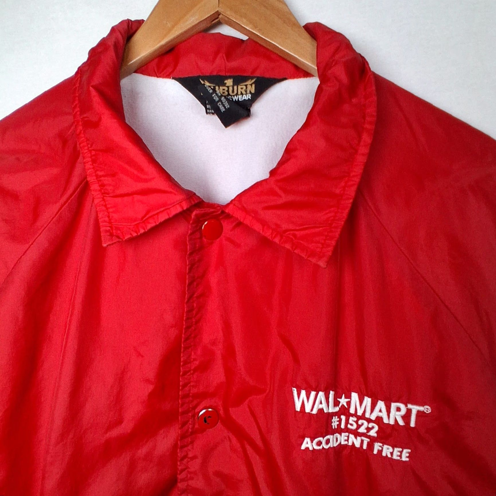 Walmart VINTAGE Wal Mart Accident Free Jacket L Red Coach Sporty Snap Employee Lightweight READ Size US L / EU 52-54 / 3 - 7 Thumbnail