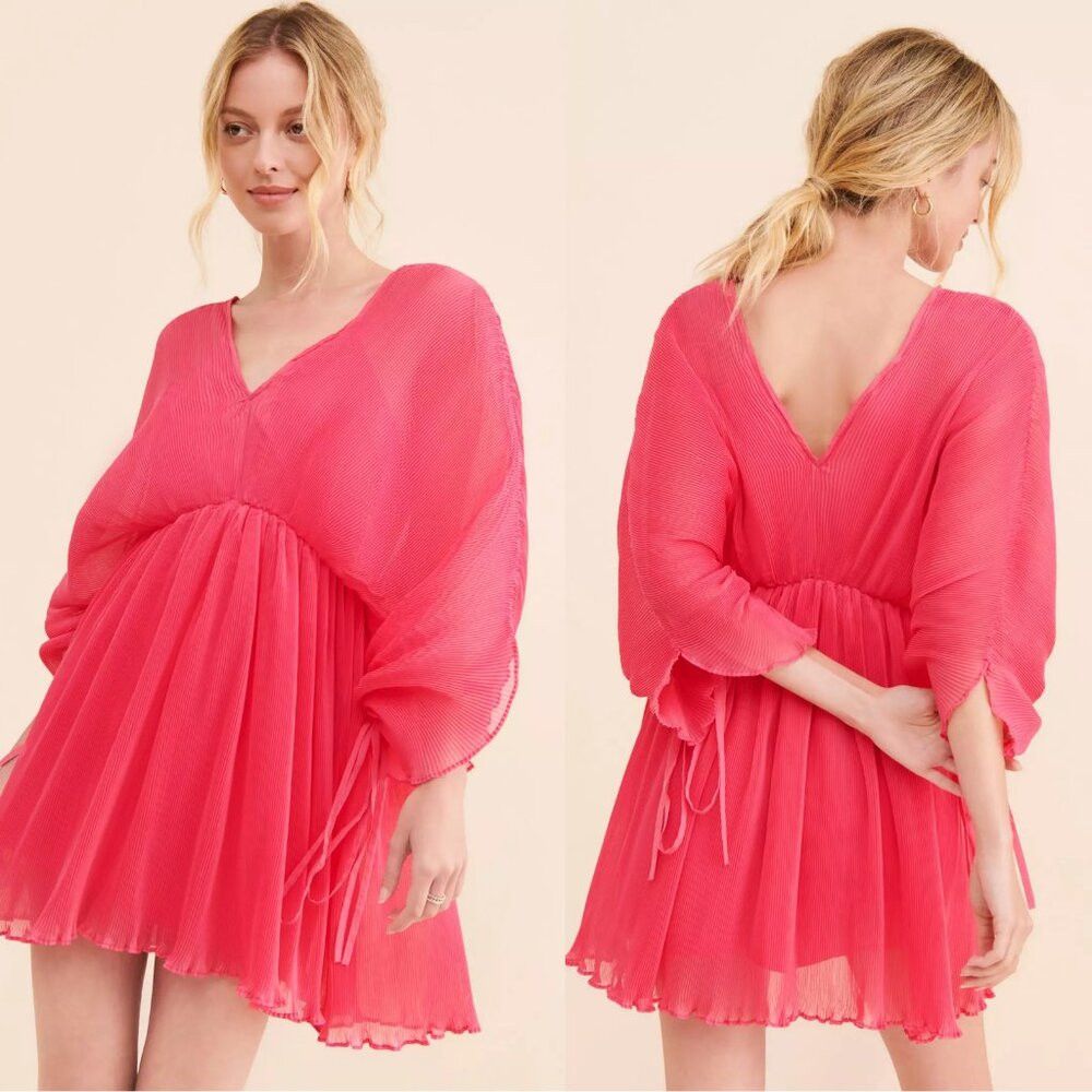 Other NWT New $150 Free People Let Me Be Chiffon Plunge Mini Pink Size XXS / US 00 / IT 34 - 1 Thumbnail