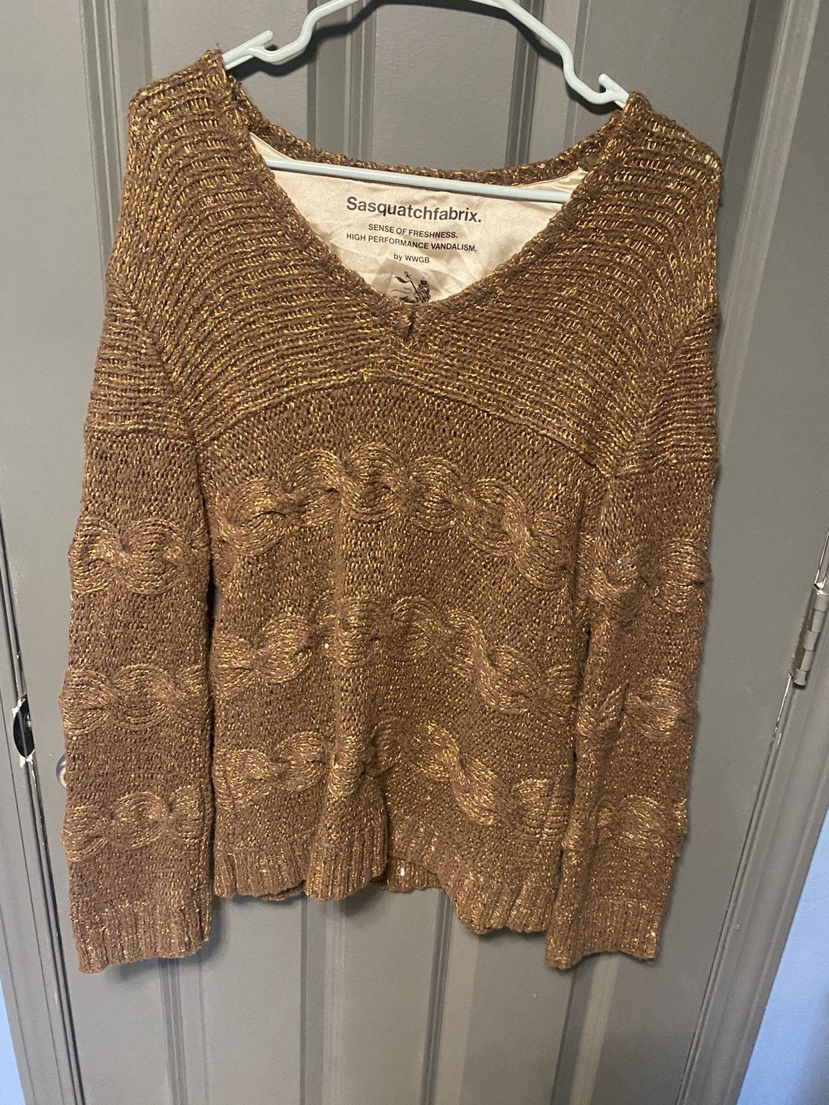 image of Sasquatchfabrix Fisherman Sweater in Brown, Men's (Size Medium)