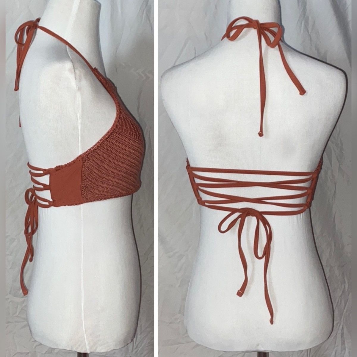 Target Basics Xhilaration, Copper/Rust Knit, Strappy, Halter Bikini Top Size M / US 6-8 / IT 42-44 - 10 Thumbnail