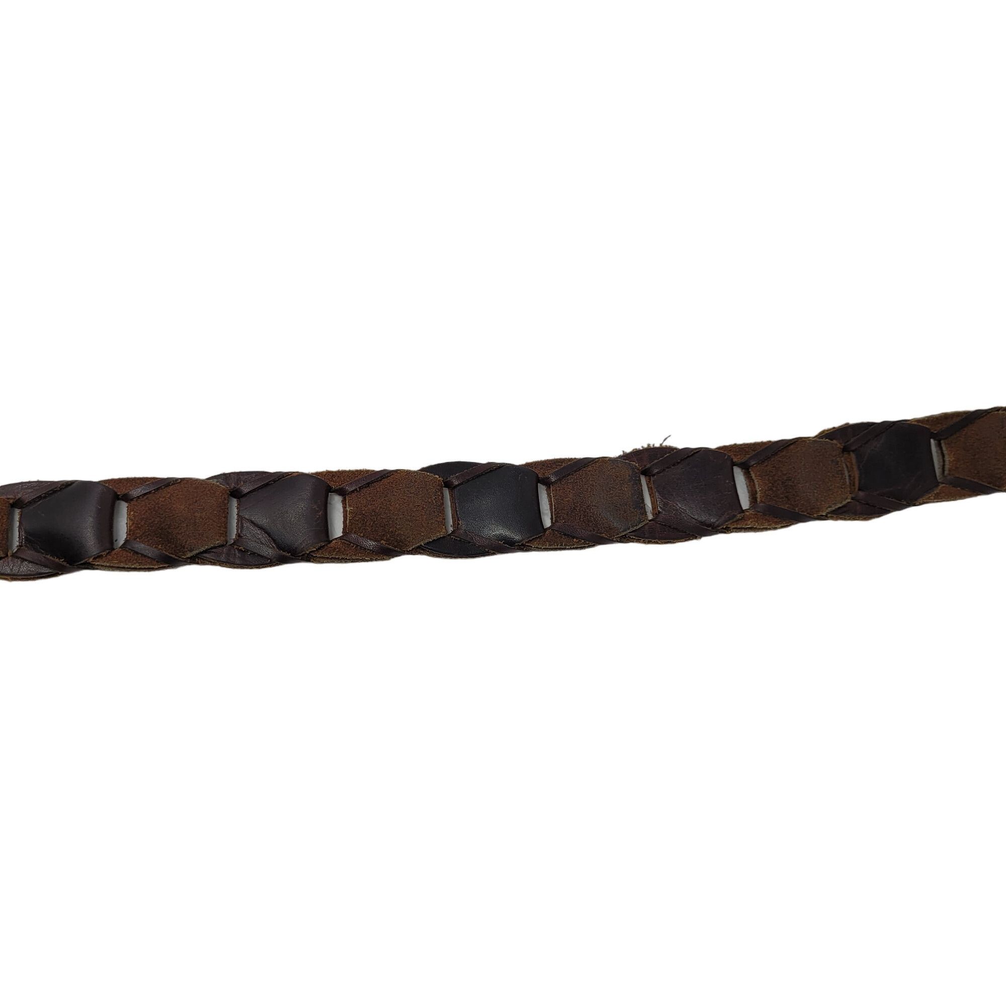 Vintage Vintage Woven Suede Leather Hexagon Pattern Belt 42" Brown W Size 44 - 9 Thumbnail