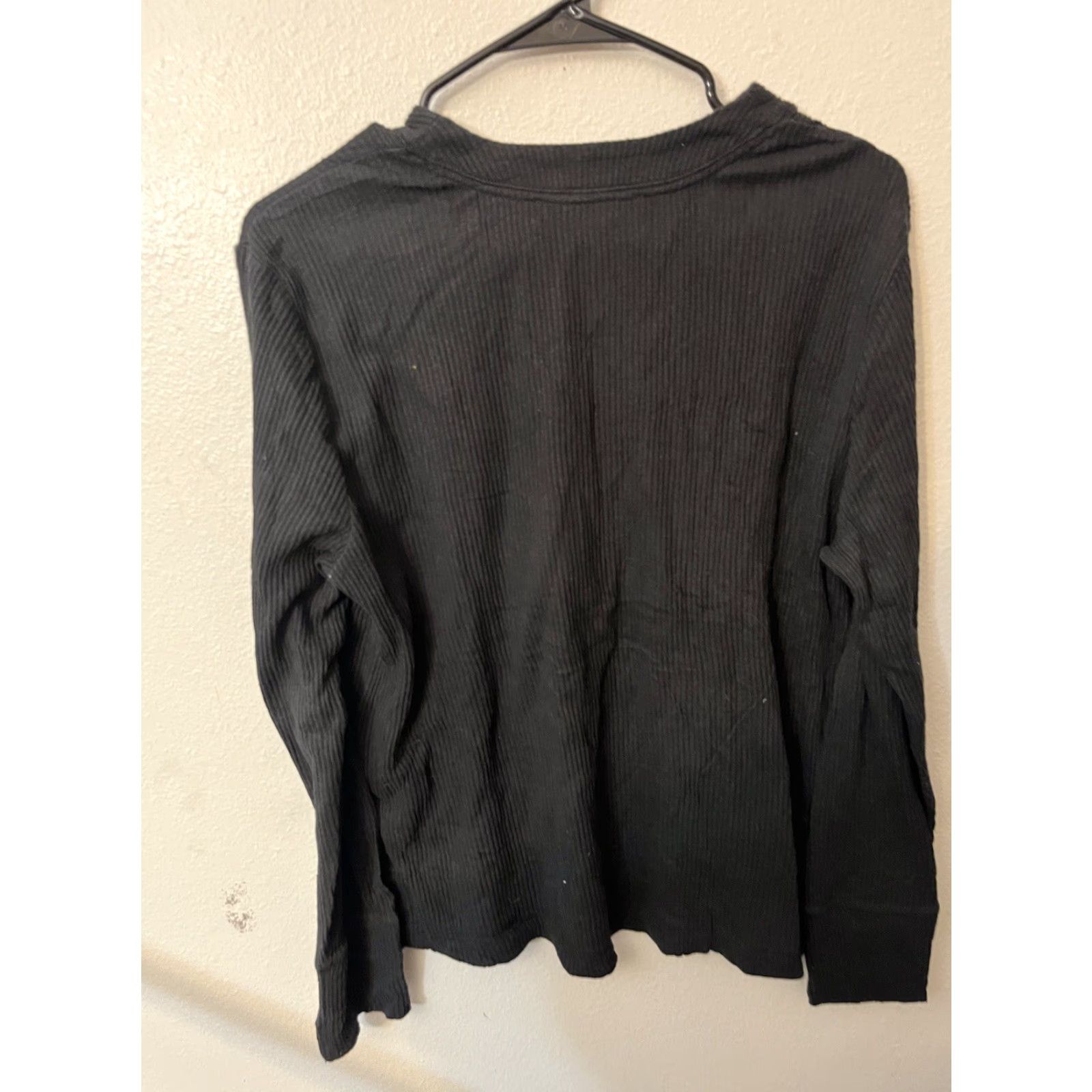 Ann Taylor VINTAGE Ann Taylor LOFT Black Lightweight Henley Pullover Sweater XL Womens Size XL / US 12-14 / IT 48-50 - 3 Thumbnail