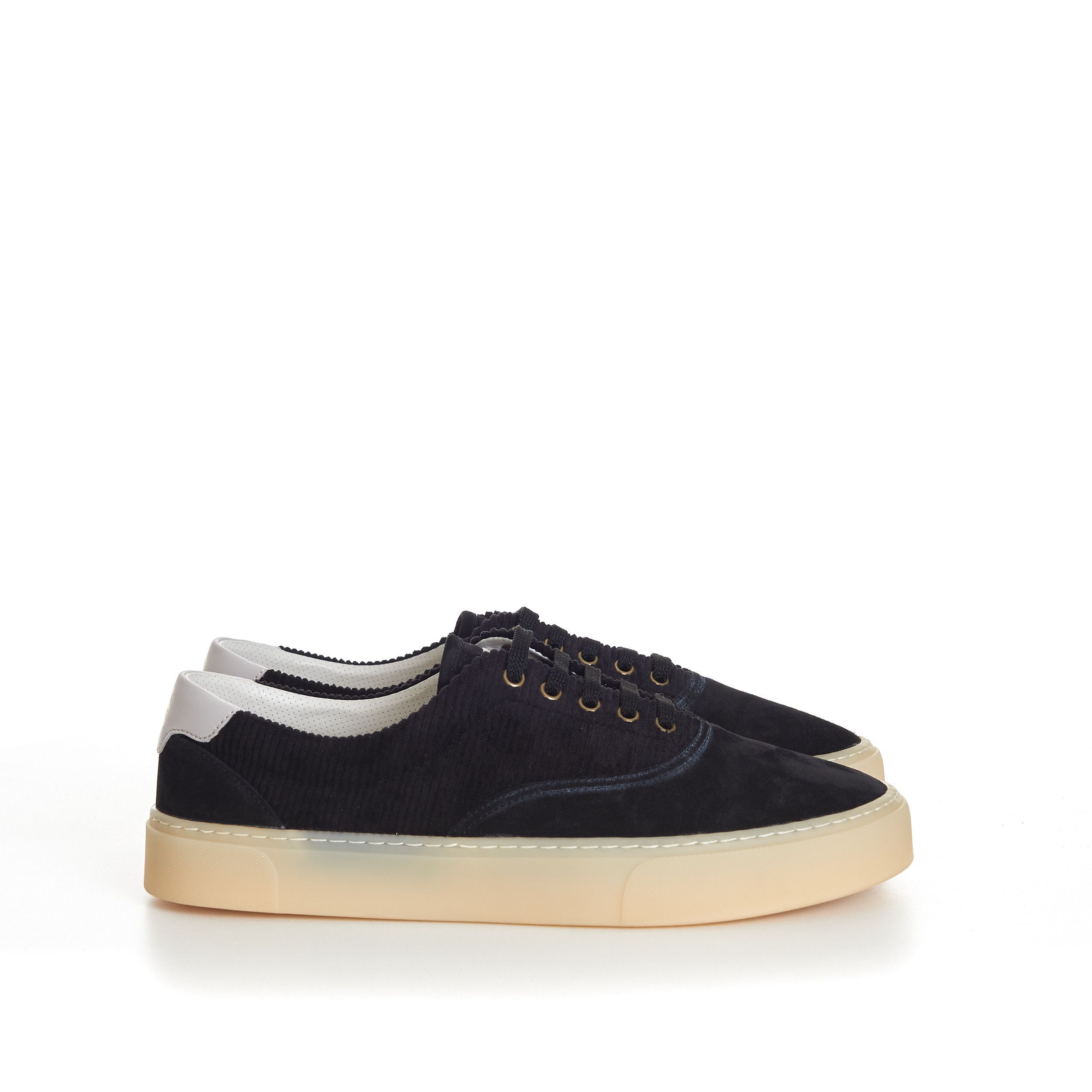 Brunello Cucinelli Black Washed Suede And Techno Corduroy Sneakers Size US 11 / EU 44 - 8 Thumbnail