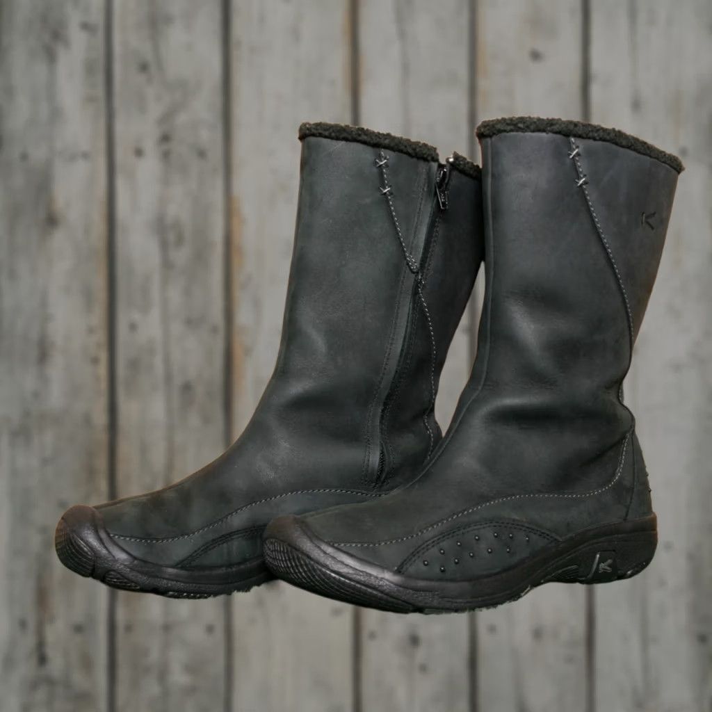KEEN KEEN Stockholm Black Leather Fleece Lined Mid-Calf Winter Boots Sz 8.5 Women Riding Boot Size M / US 6-8 / IT 42-44 - 1 Thumbnail