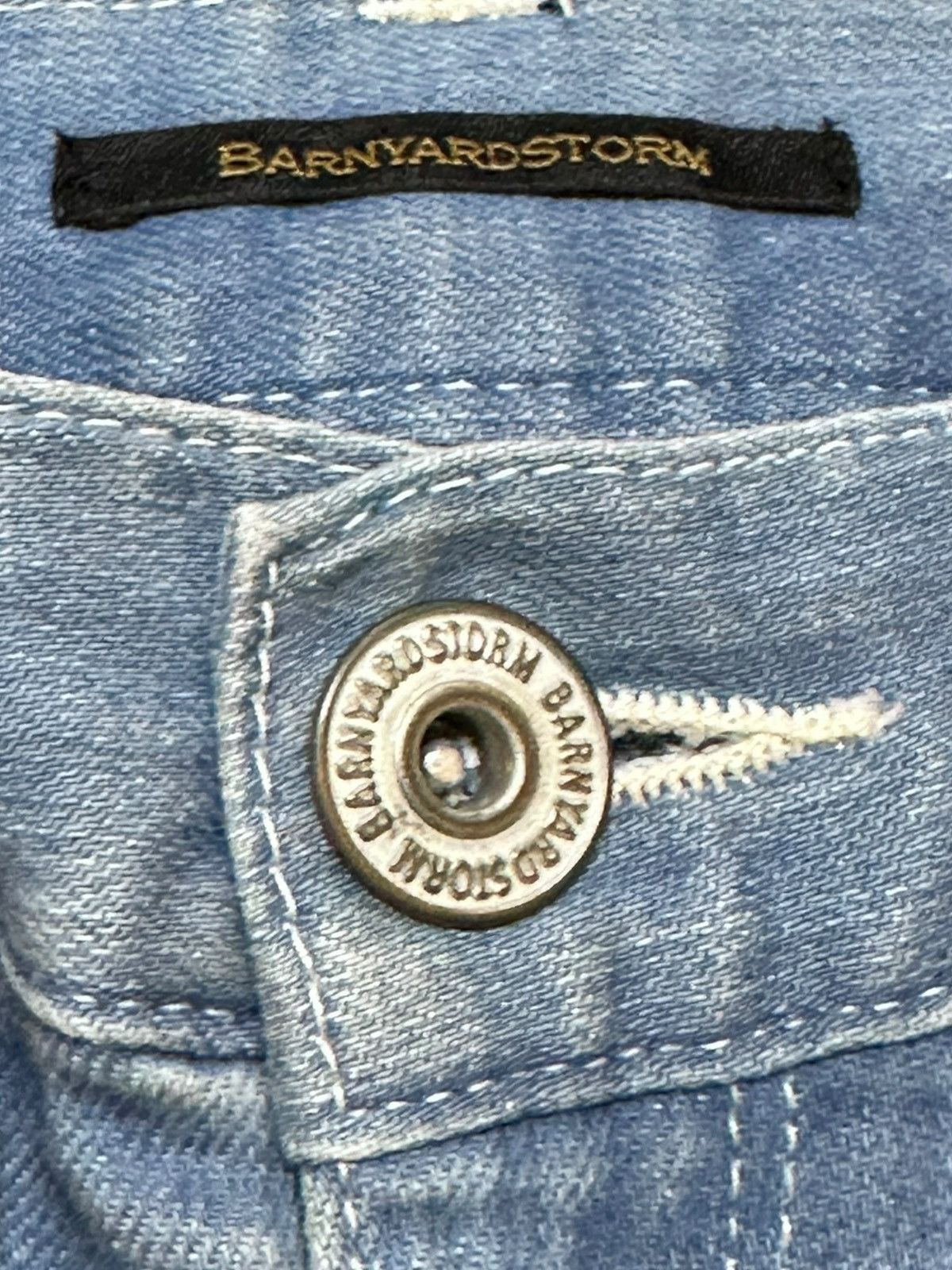 The Unbranded Brand Vintage Barnyardstorm Baggy Buckle Belt Distressed Denim Size US 29 - 3 Thumbnail