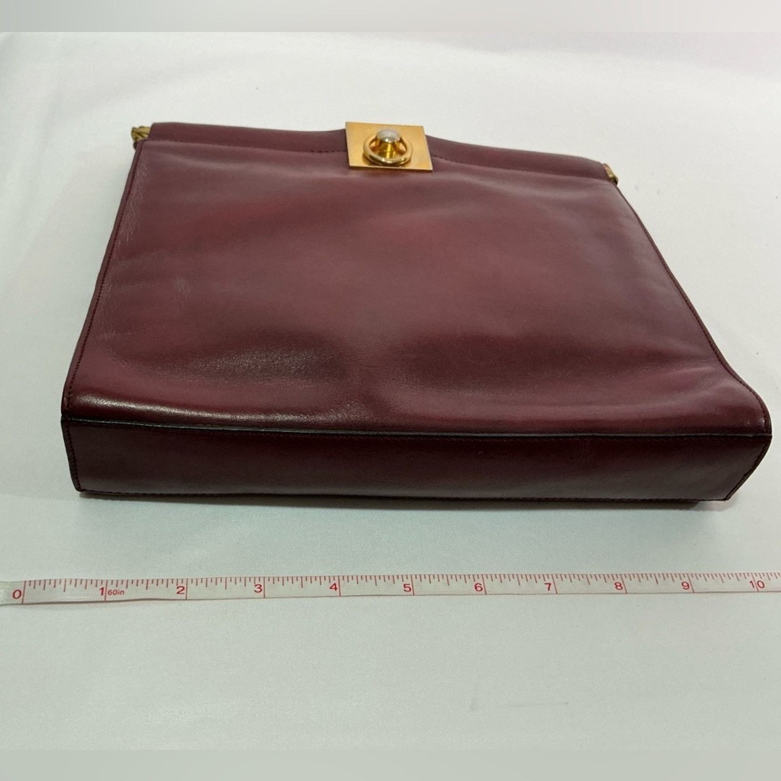 Celine Vintage Celine Dep Red Burgundy Leather Clutch Frame closure Size ONE SIZE - 9 Thumbnail