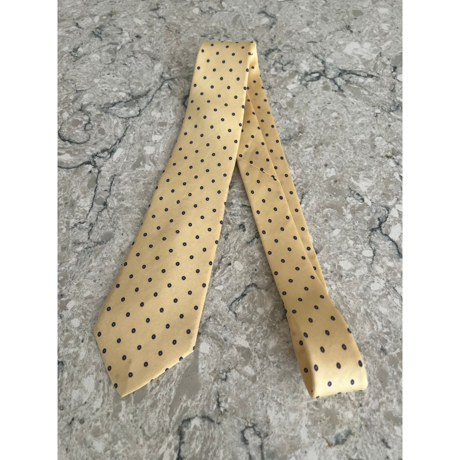 Vintage Vintage Bert Pulitzer Men's Silk Neck Tie Yellow Blue Dots Size ONE SIZE - 2 Thumbnail