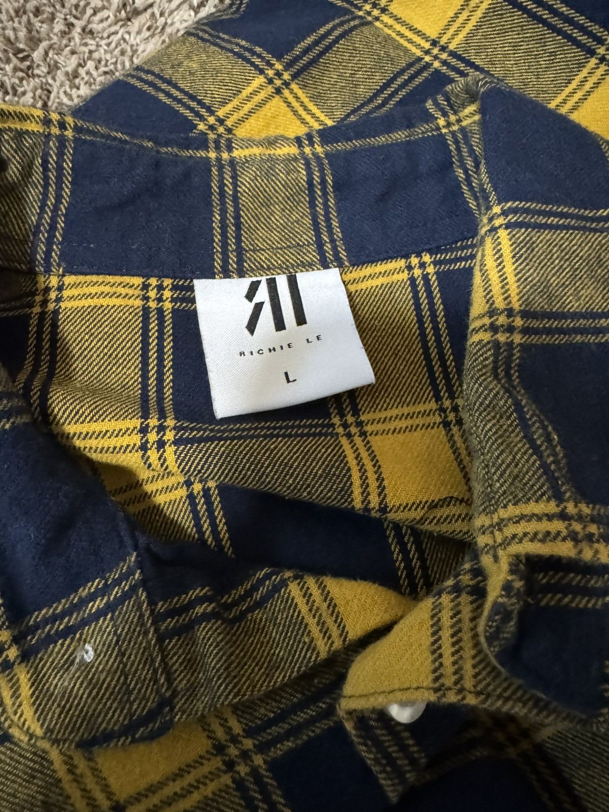 Richie Le Collection Richie Le Navy Yellow Plaid Flannel Size US L / EU 52-54 / 3 - 3 Thumbnail