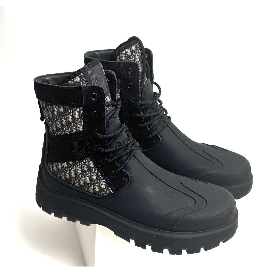 Dior Dior Garden Oblique Black/Beige Lace Up Combat Boots Size 41 Size US 8 / EU 41 - 1 Thumbnail
