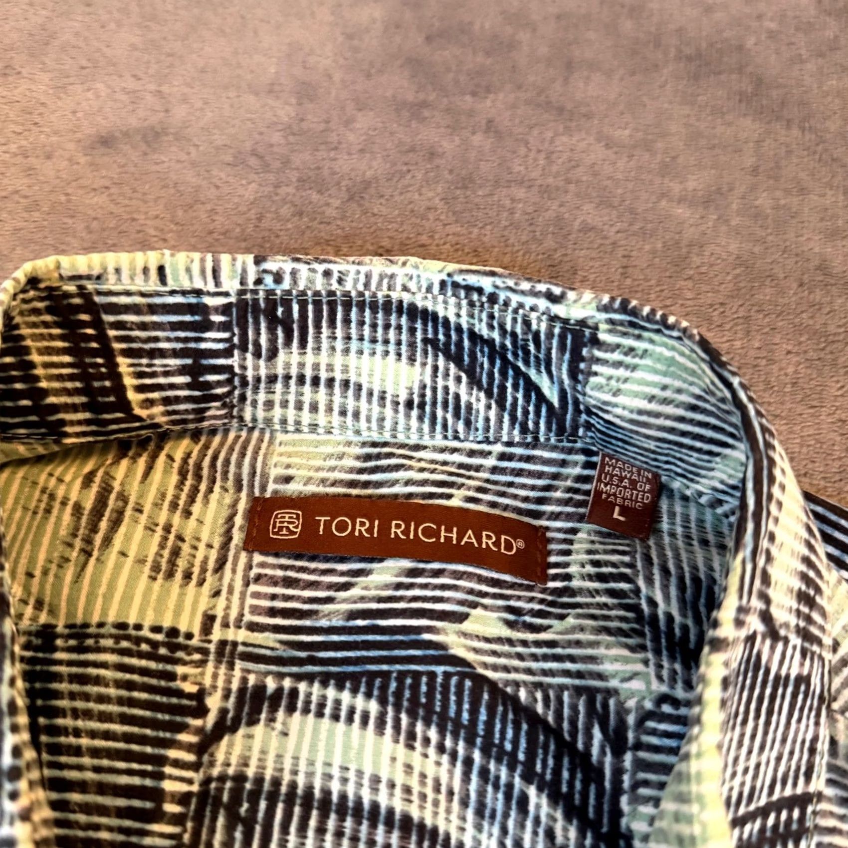 Tori Richard Tori Richard Aloha Shirt Mens Large Blue Geometric Print Cotton Button Up Size US L / EU 52-54 / 3 - 2 Thumbnail