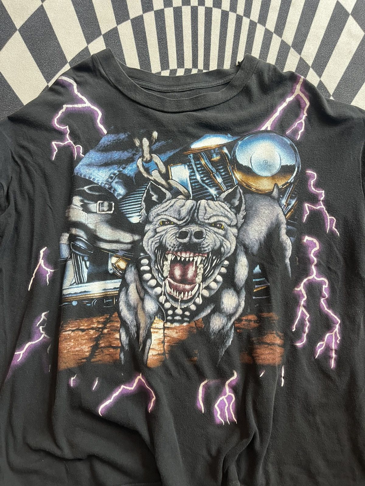 Vintage Vintage AMERICAN THUNDER PITBULL Bikeer 90’s Tshirt Size US XL / EU 56 / 4 - 8 Thumbnail