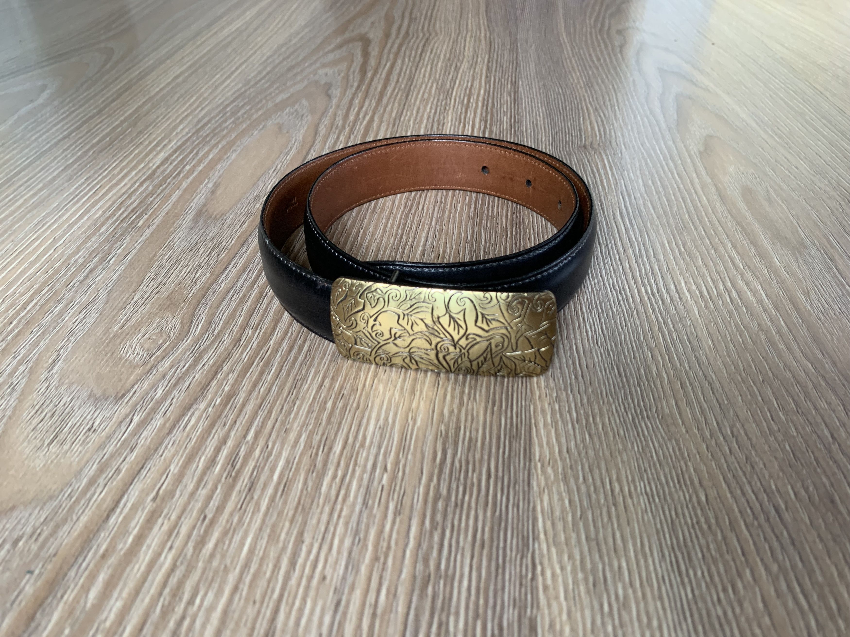 Coach Classic Solid Brass Black Leather Belt