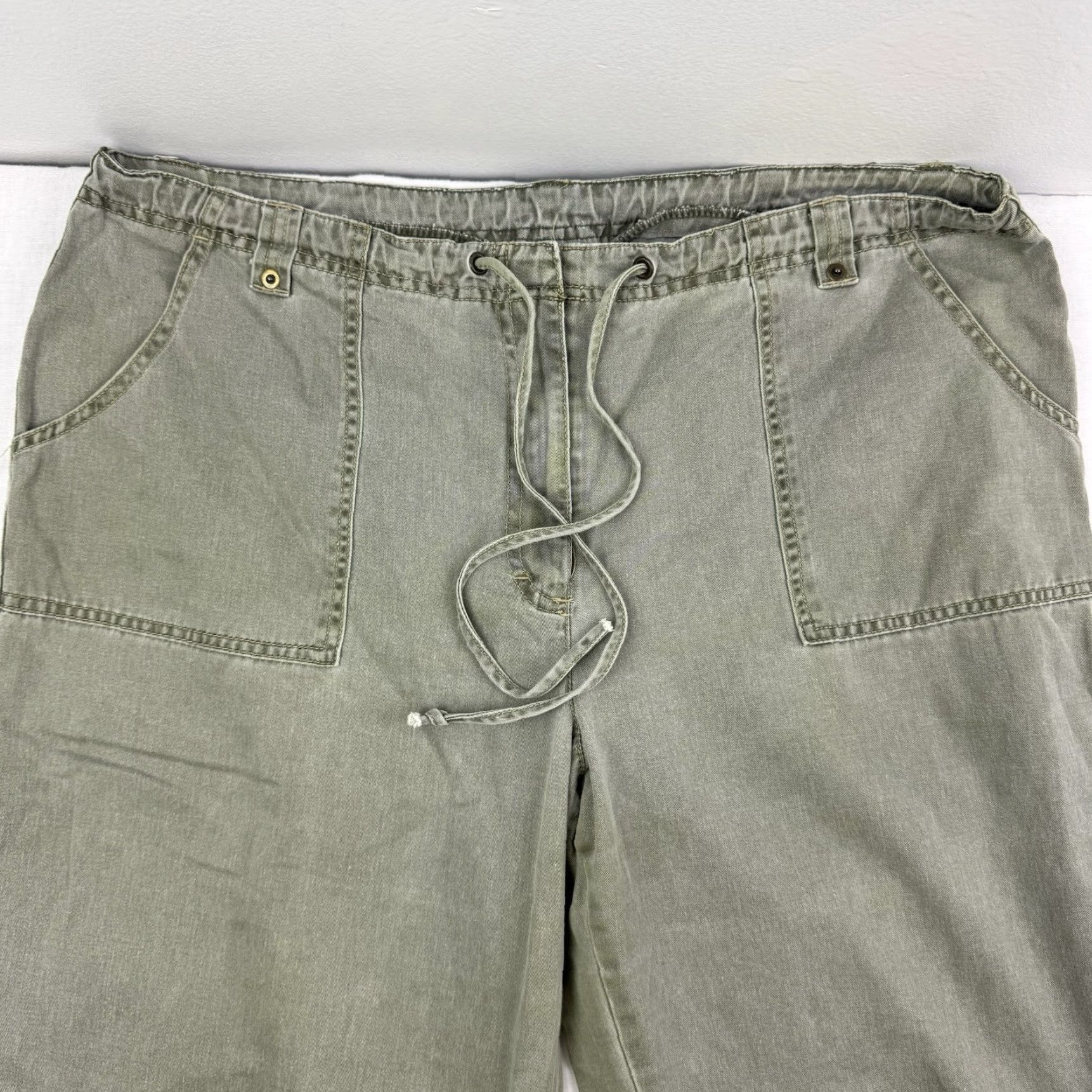 Vintage VINTAGE Fashion Bug Pants Womens 16 Casual Cargo Drawstring Pockets 80s Safari Grn Size 38" / US 16 / IT 52 - 2 Thumbnail