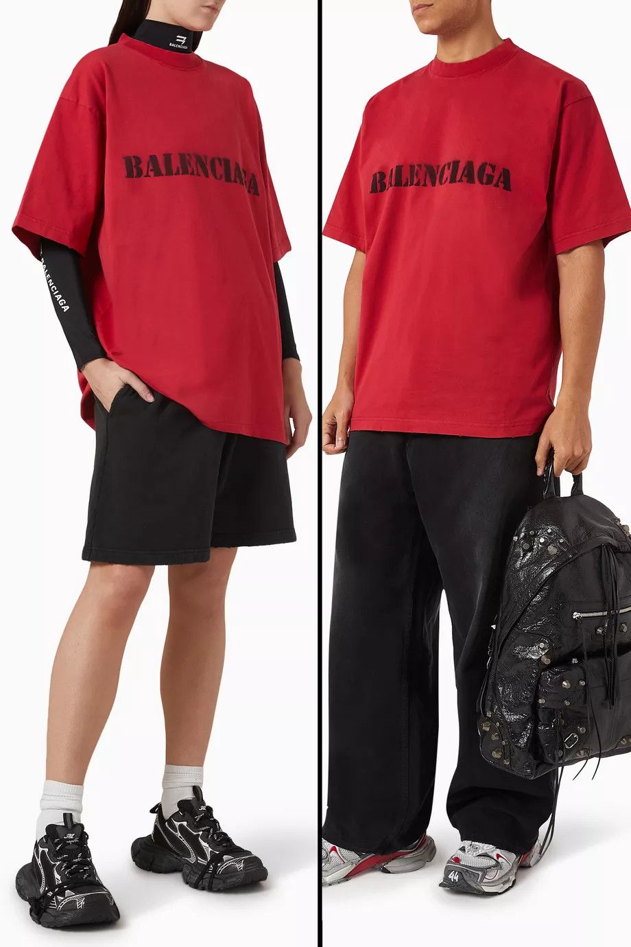 Balenciaga o1w1db10525 Dup / Stencil Type T-Shirt Medium Fit in Red Size L / US 10 / IT 46 - 6 Thumbnail