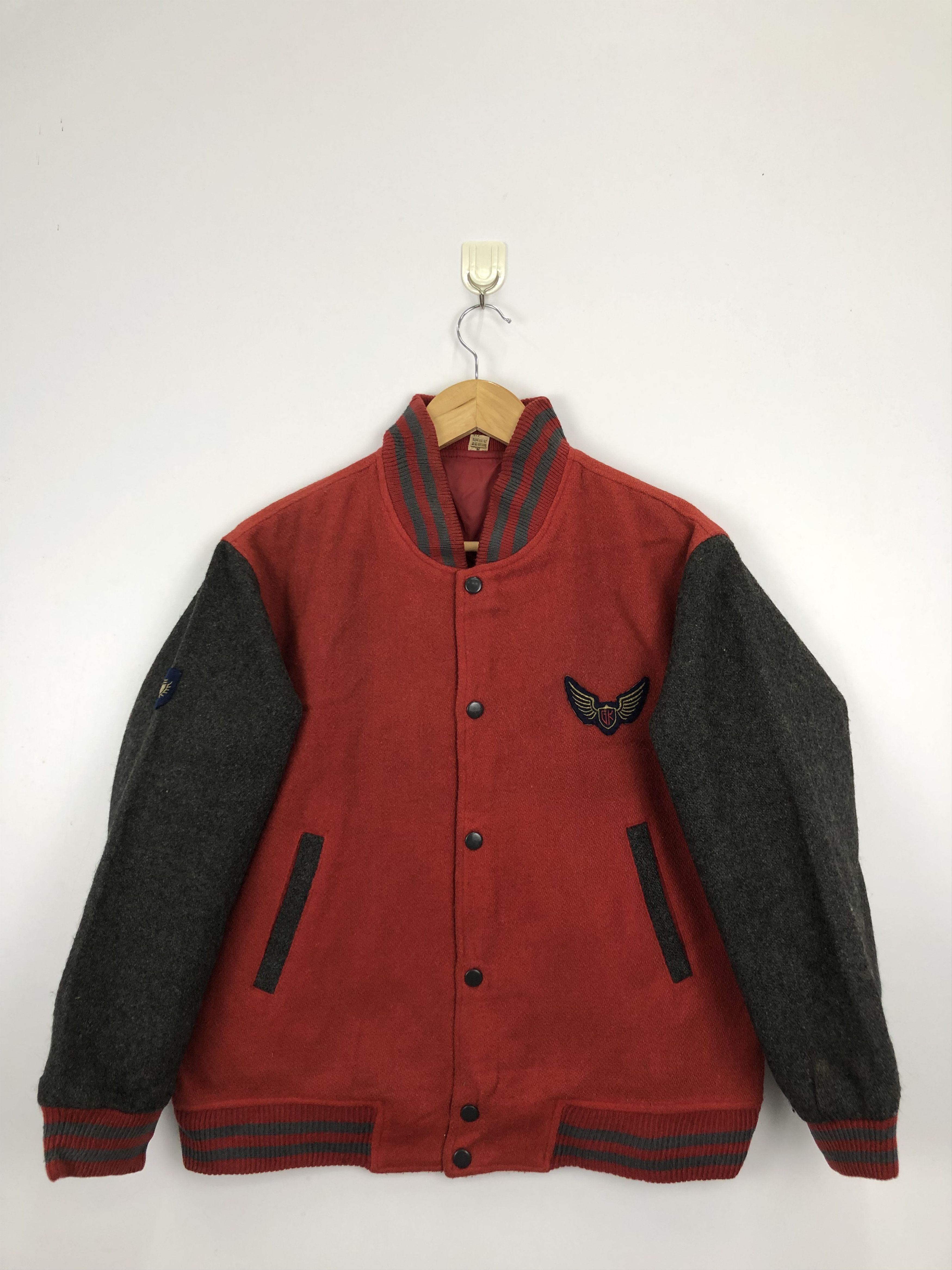 Japanese Brand Vintage Japanese Brand Wool Varsity Jacket Red V0370 Size US M / EU 48-50 / 2 - 1 Thumbnail