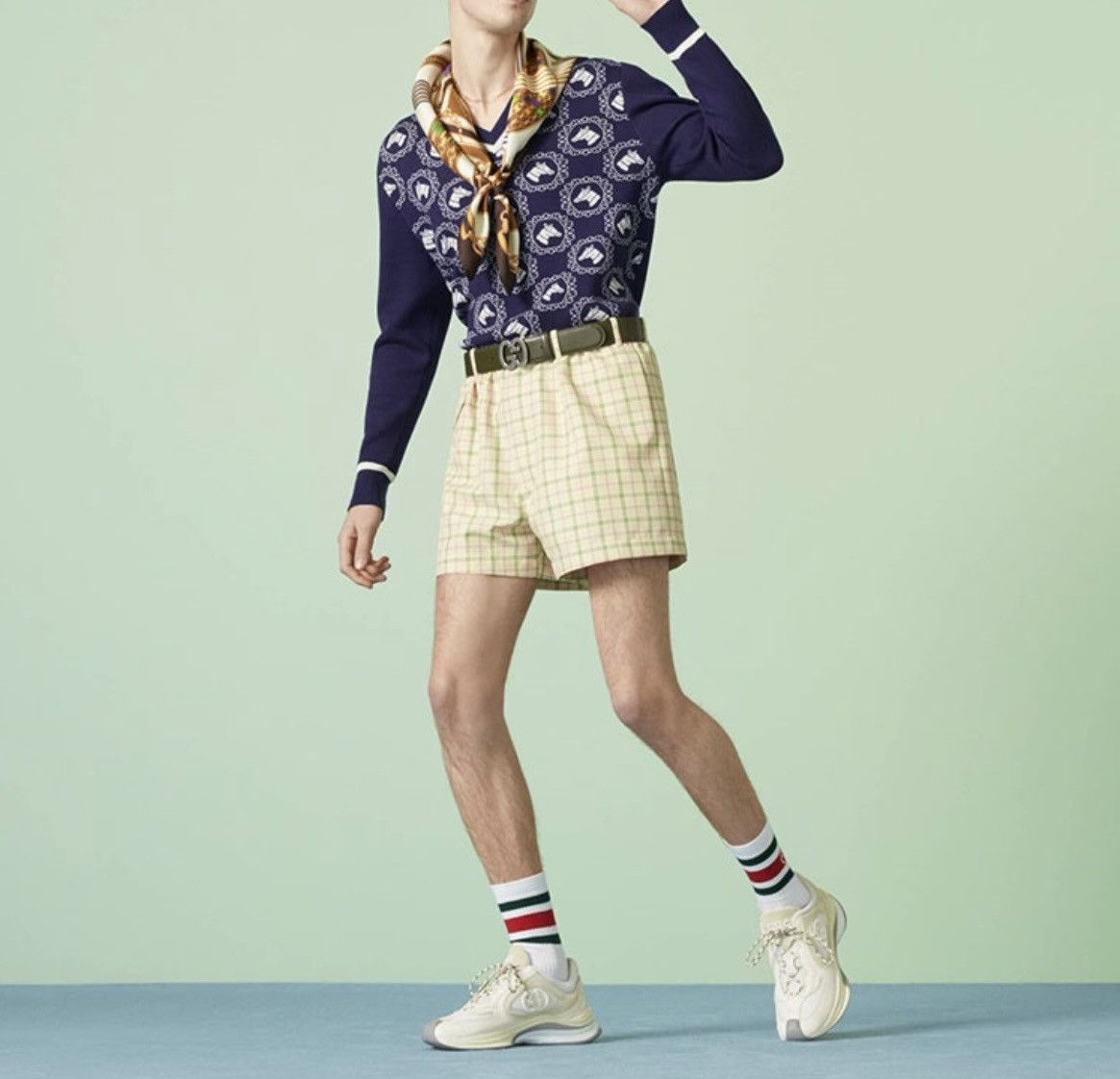 Gucci Gucci Equestrian Fine Cotton Wool Jacquard Sweater size XL Size US XL / EU 56 / 4 - 2 Thumbnail