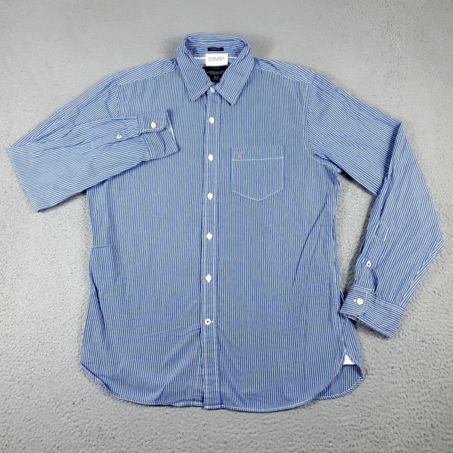 American Eagle Outfitters American Eagle Shirt Mens Medium Blue Striped Casual Button Up Long Sleeve Size US M / EU 48-50 / 2 - 3 Thumbnail
