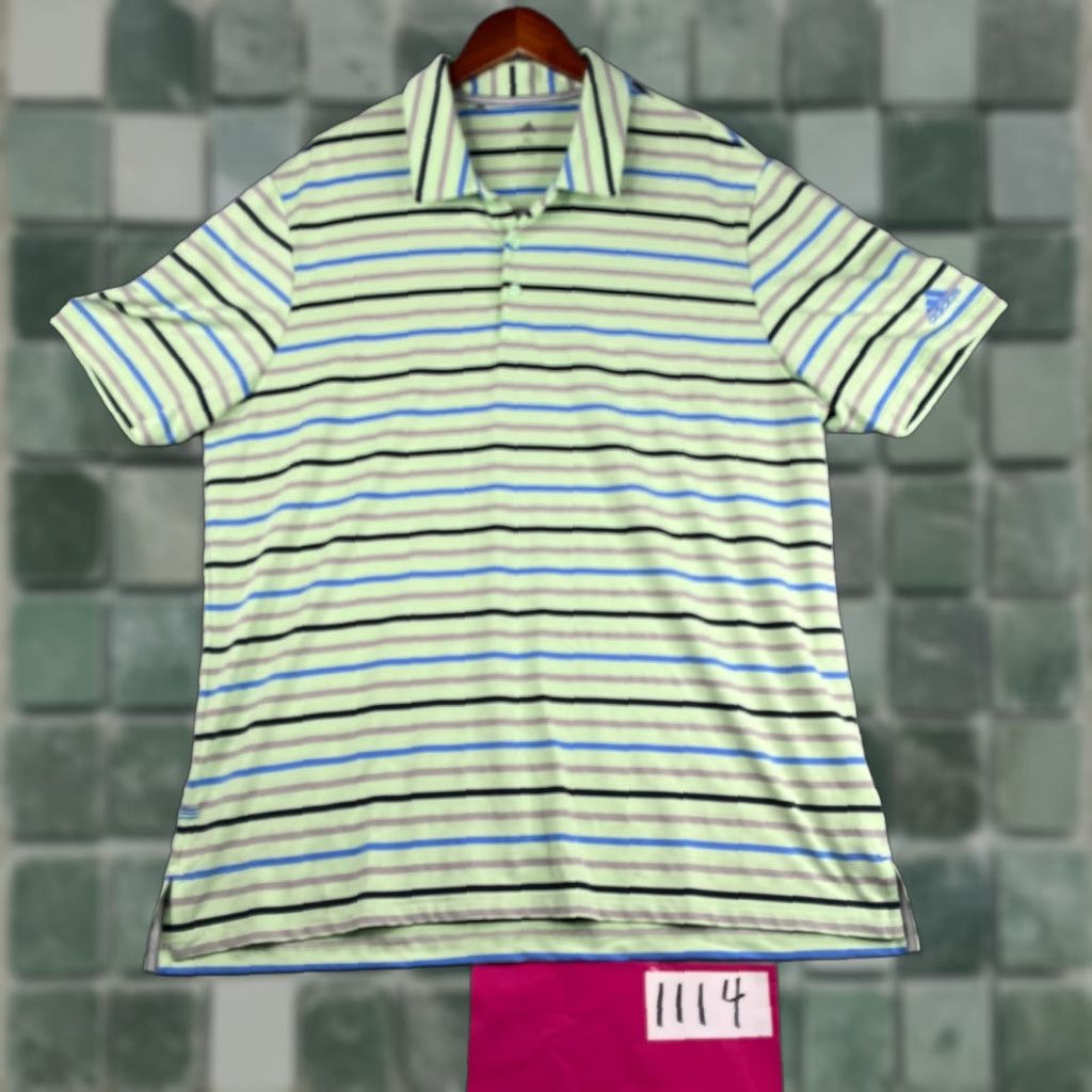 Adidas Adidas Polo Shirt Mens XL Green Gray Blue Striped Performance Golf Stretch Shirt Mens XL Green Gray Blue Striped Adidas Golf Polo Golf Polo Shirt Size US XL / EU 56 / 4 - 1 Thumbnail