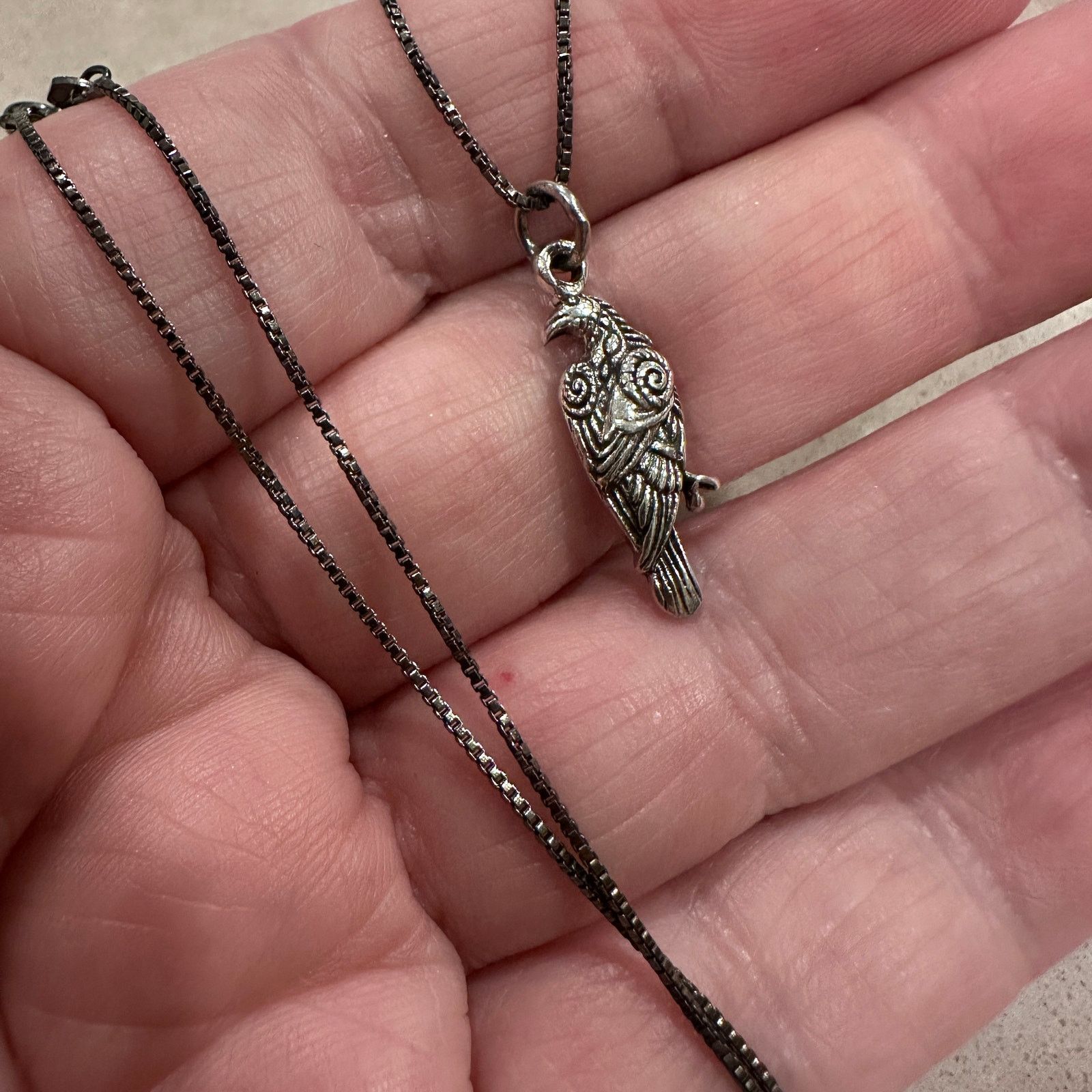 The Unbranded Brand Sterling Silver Raven Necklace Black Rhodium Chain Size ONE SIZE - 3 Thumbnail