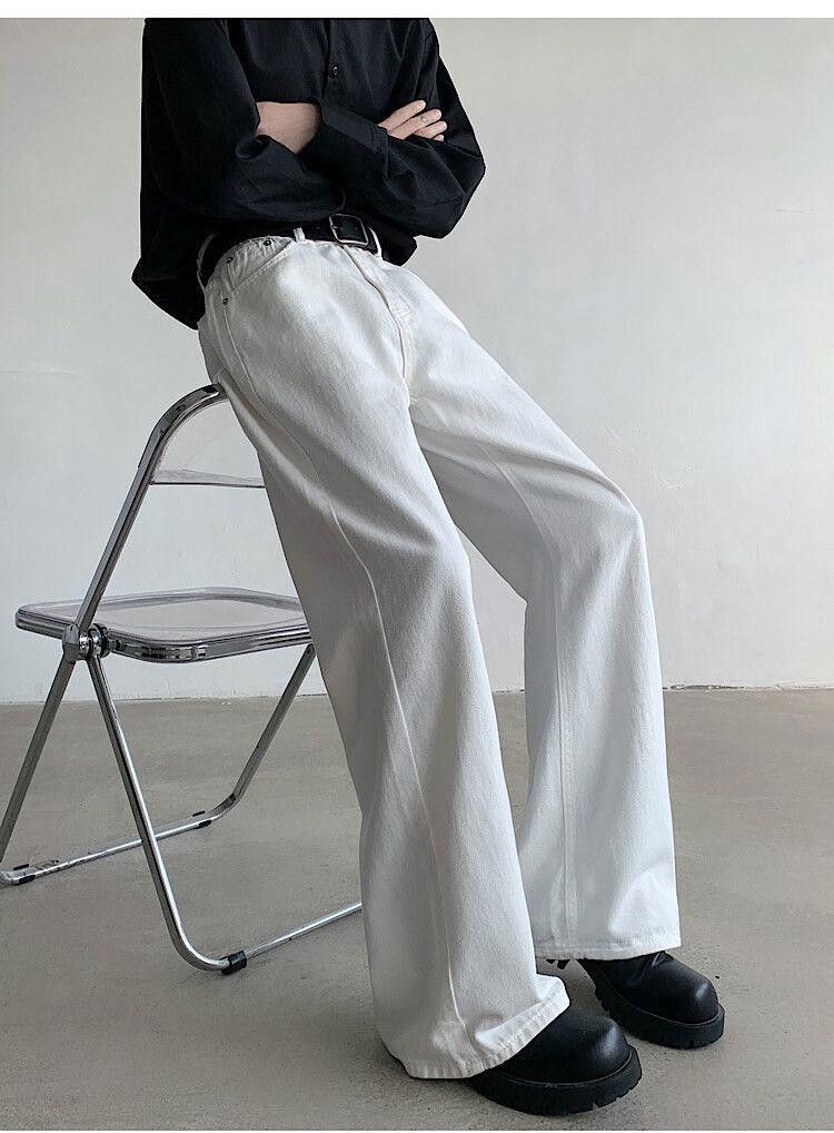 Wide-leg straight jeans men's jeans