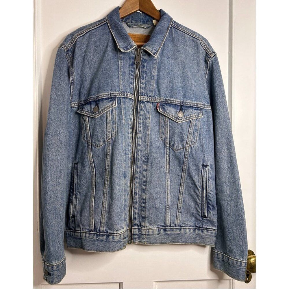 Levi's Men’s Blue Levi’s Denim Jean Jacket with Zipper Size Medium Size US L / EU 52-54 / 3 - 3 Thumbnail