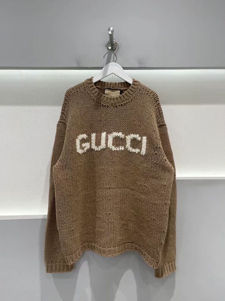 Gucci Gucci Khaki logo wool sweater 2501-Nextarrow Size US XL / EU 56 / 4 - 1 Thumbnail