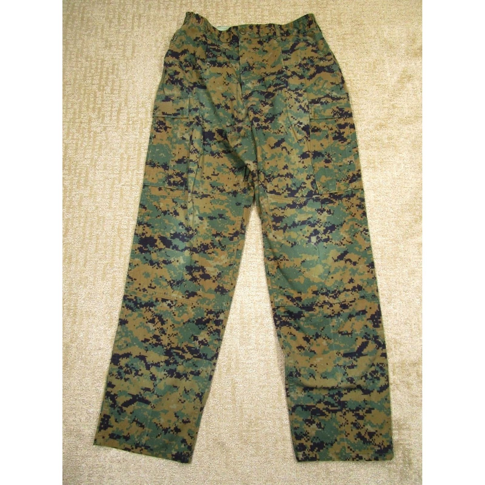 American Apparel US Military Cargo Pants Men 32x34 Green Camouflage Woodland Canvas Cotton Nylon Pockets Jeans/Workwear Size US 32 / EU 48 - 2 Thumbnail
