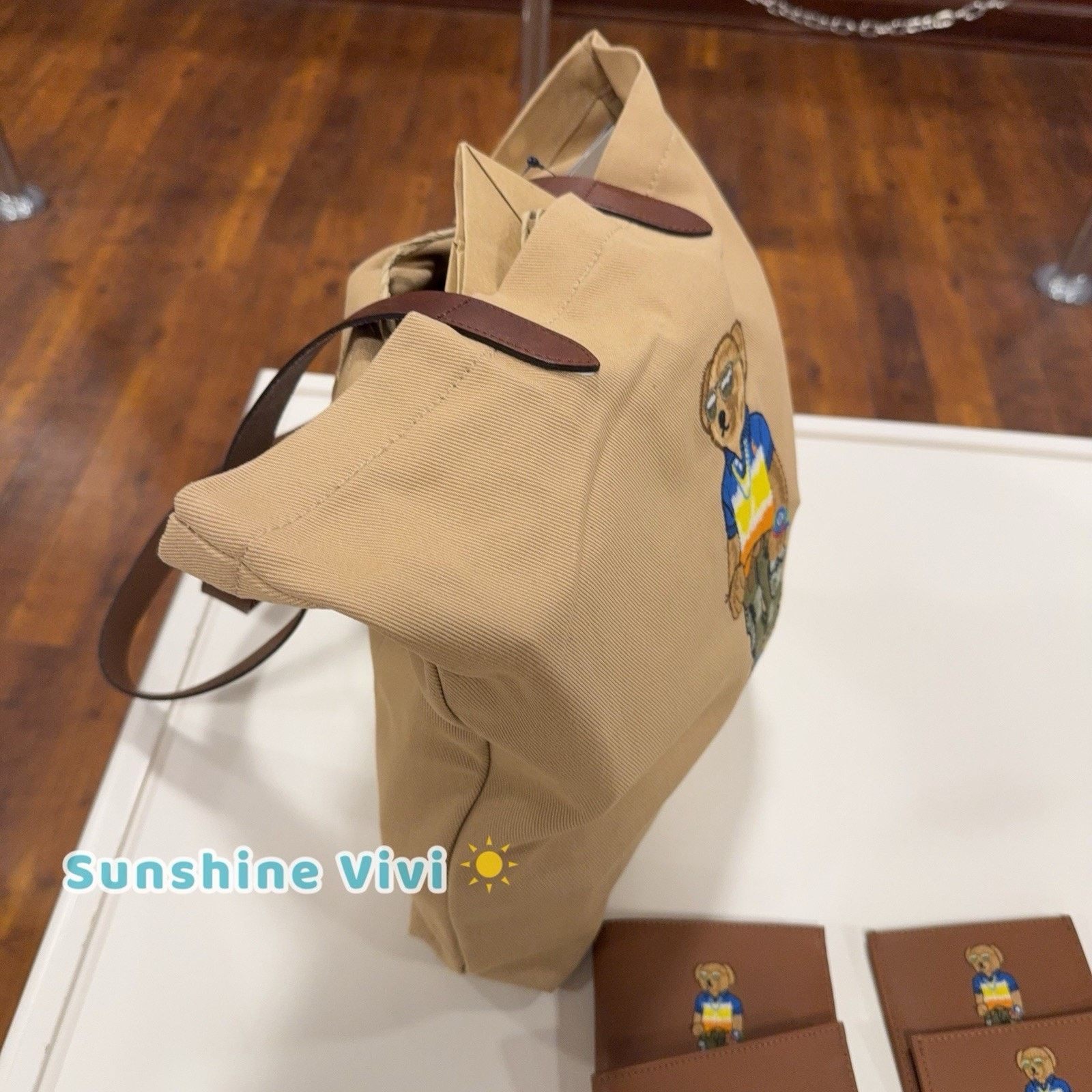 Polo Ralph Lauren NWT Polo Ralph Lauren Cotton Embroidered Bear Tote Bag Tan Size ONE SIZE - 2 Thumbnail