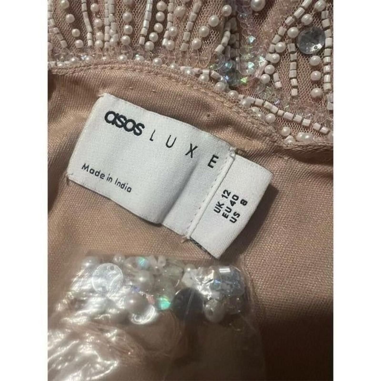 Asos ASOS LUXE Dress Mini US 8 Silver OffShoulder Beaded Size M / US 6-8 / IT 42-44 - 3 Thumbnail