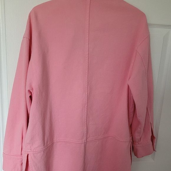 Zara Zara Pink Denim Oversized T-Shirt Jacket Size XS / US 0-2 / IT 36-38 - 3 Thumbnail