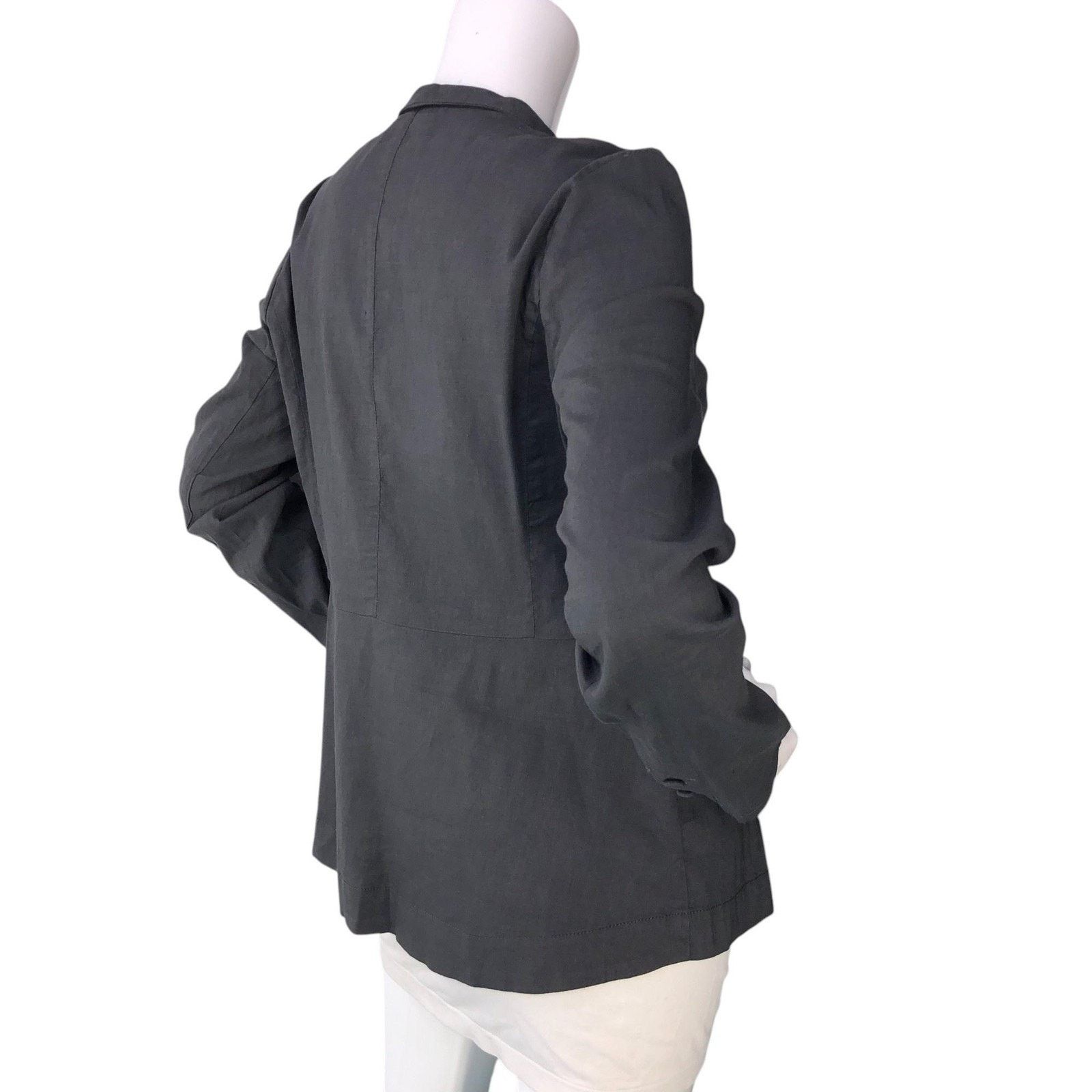 Eileen Fisher Eileen Fisher Blazer M Charcoal Linen Blend Jacket Stretch Size M / US 6-8 / IT 42-44 - 8 Thumbnail