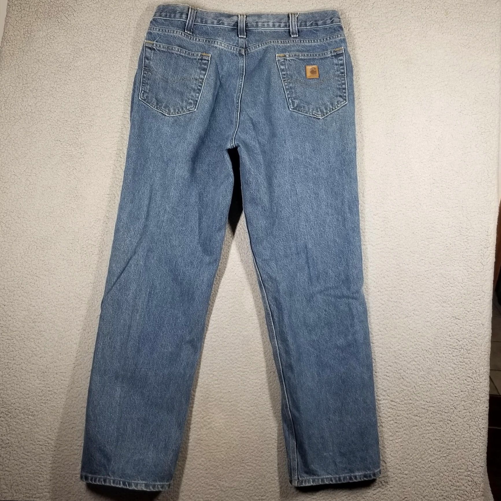 Carhartt VINTAGE? Carhartt Jeans Men's 38x32 Blue Relaxed Fit Straight Leg Denim Workwear 5-Pocket Zip Fly Carhartt Logo Patch Mens 38x32 Size US 38 / EU 54 - 7 Thumbnail