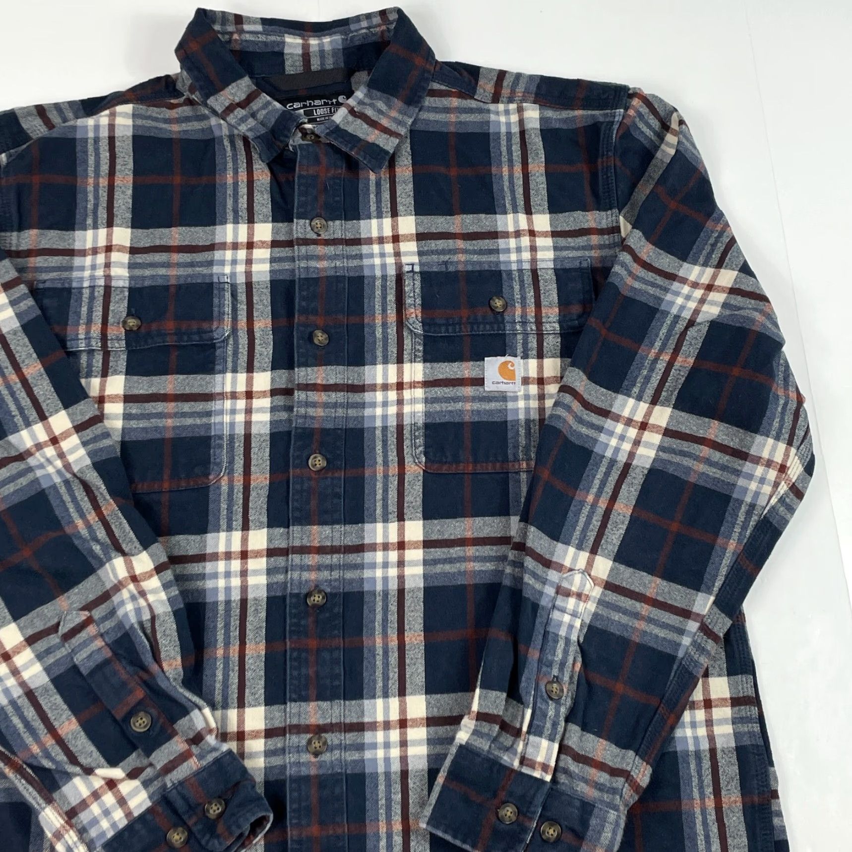 Carhartt VINTAGE Carhartt Shirt Mens Medium Blue Flannel Workwear Rugged Relaxed Hiking Fishing Size US M / EU 48-50 / 2 - 3 Thumbnail