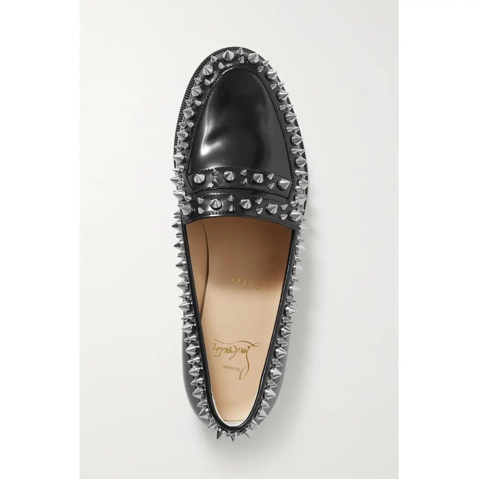 Christian Louboutin Mattia Spikes Donna Flat Black Calf Leather Slip Loafer 39 Size US 9 / IT 39 - 5 Thumbnail