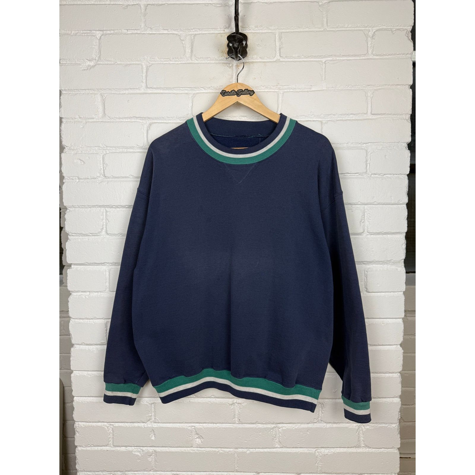 Vintage Vintage 90s Blank Striped Cuffs Navy Blue Size XL Size US XL / EU 56 / 4 - 1 Thumbnail