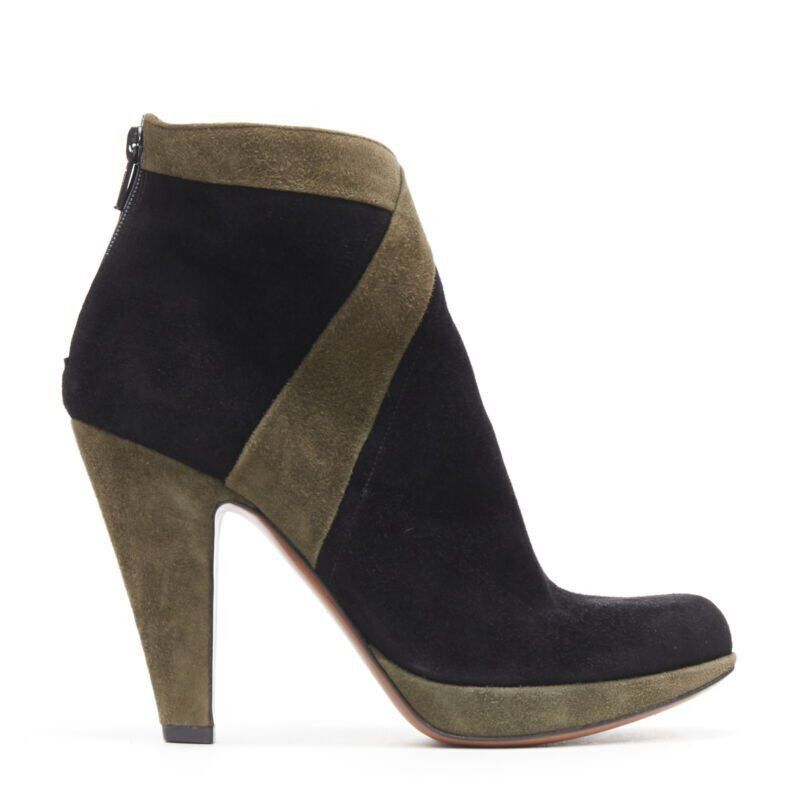 Alaia ALAIA black green suede leather cross strap platform high heel ankle bootie EU36 Size US 6 / IT 36 - 1 Thumbnail